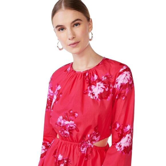 ❌SOLD❌SCOOP NYC Barberry Orchard Floral Cotton Poplin Long-Sleeve Midi Dress - Picture 2 of 11